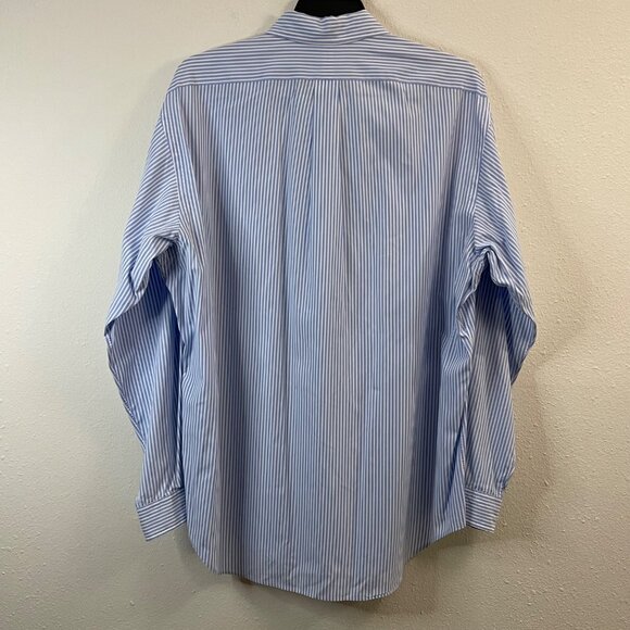 Ralph Lauren Blue & White Striped Button-Up Long Sleeve Shirt Mens L Classic Fit - Picture 11 of 14